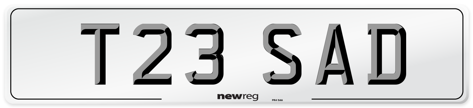 T23 SAD Number Plate from New Reg